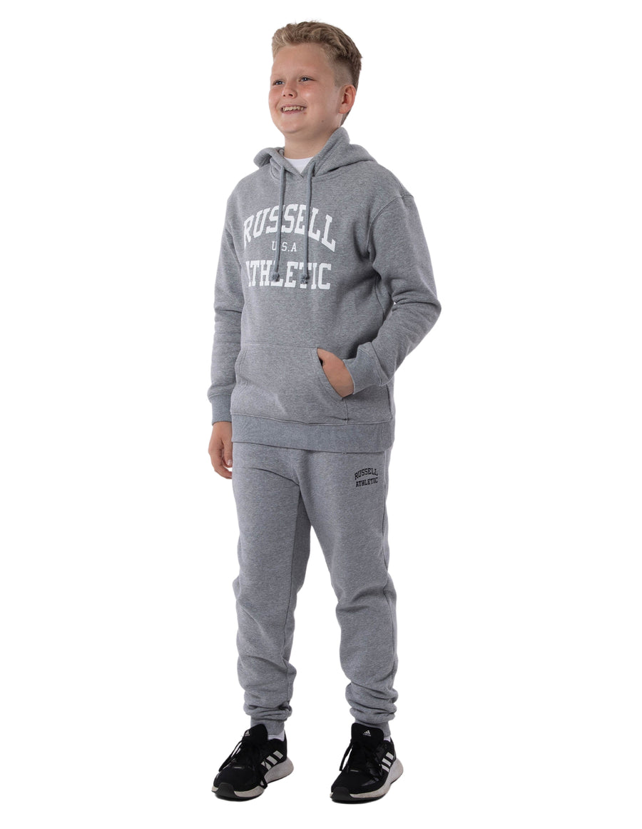 Russell Athletic Australia Kid's Arch Heritage Unisex Youth Hoodie - Grey Marle True Since 1902