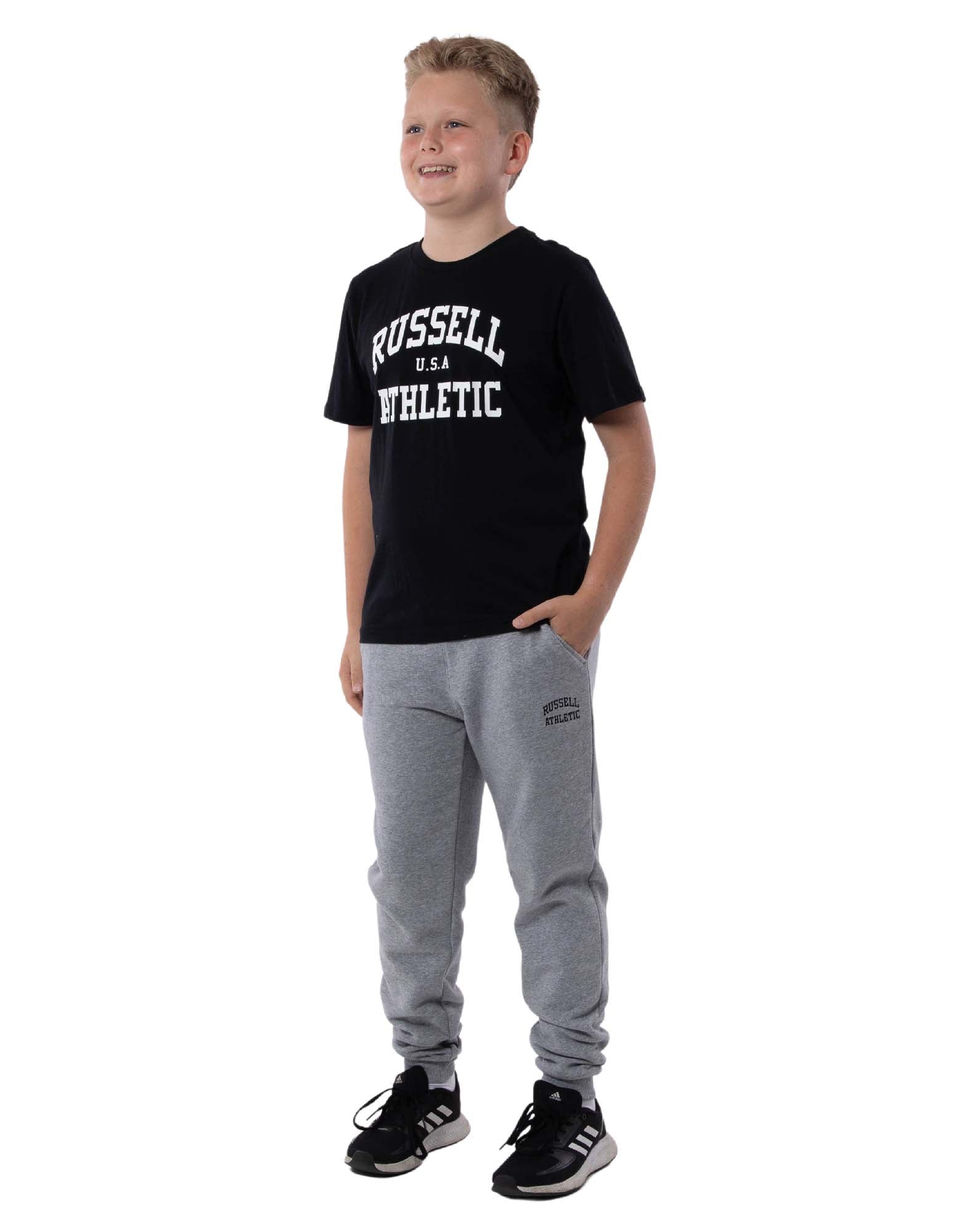 Russell Athletic Australia Kid's Arch Heritage Unisex Youth T-Shirt - Black True Since 1902