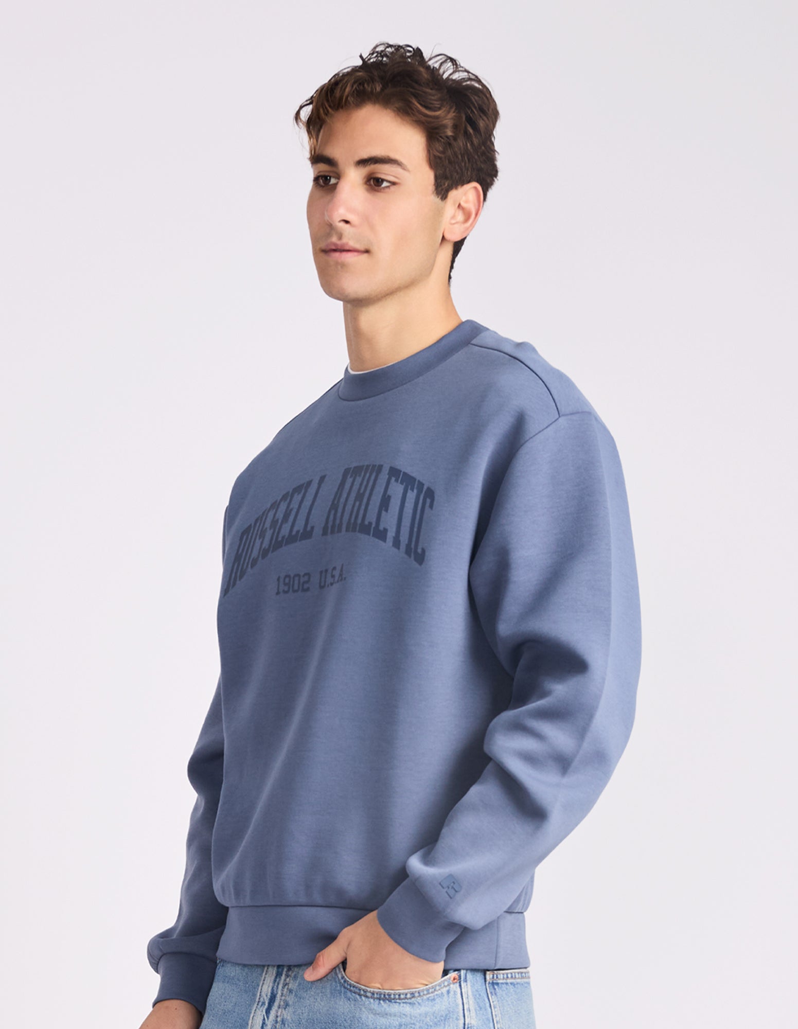 Russell Athletic Australia Russell Athletic Men's Big Arch Leisure Crew Sweatshirt Denim True Since 1902