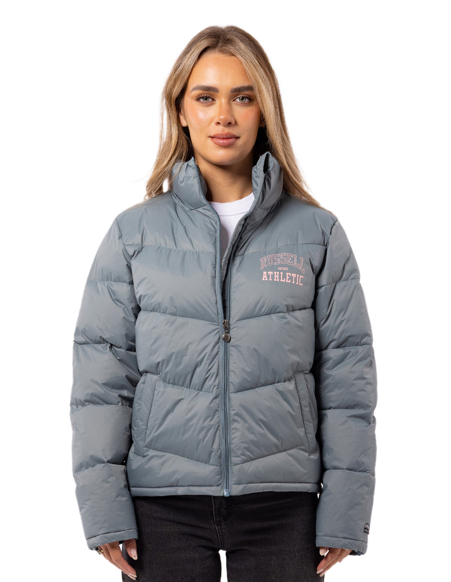 Russell Athletic Australia Women's Arch Logo Puffer Jacket - Stormy Sea True Since 1902